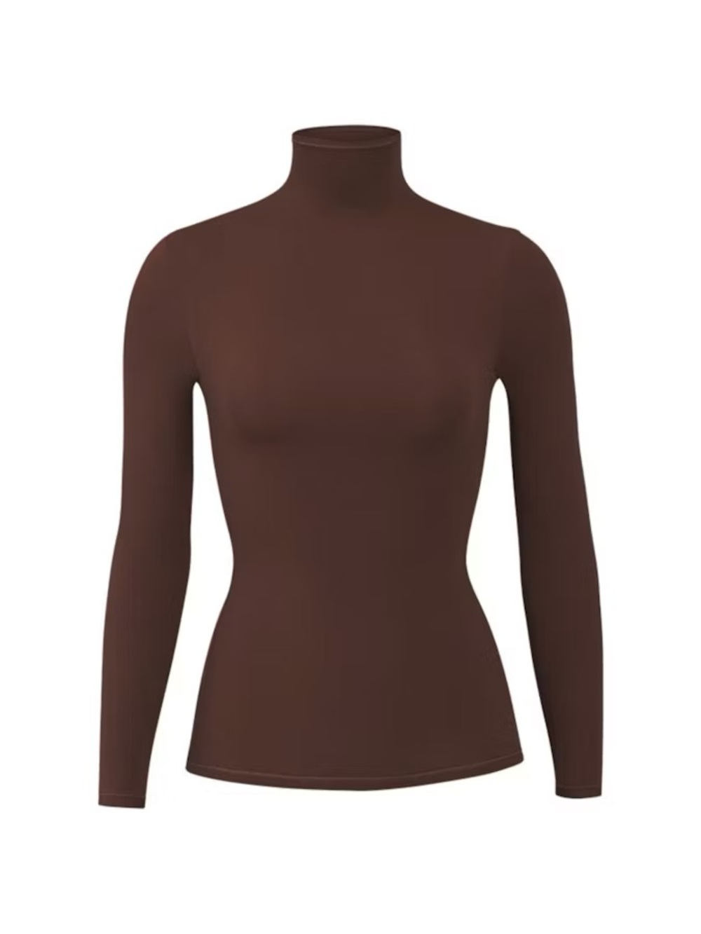 SKIMS Chocolate Brown Long Sleeve Mock Neck Top